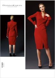 1361 Vogue  DKNY CLOSE FIT MOCK WRAP LS SPANDEX DRESS PATTERN 4-12 or 12-20 Choice UNCUT